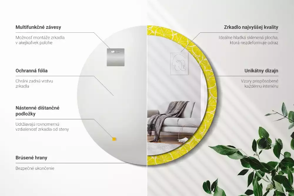 Kulaté dekorativní zrcadlo Citrony