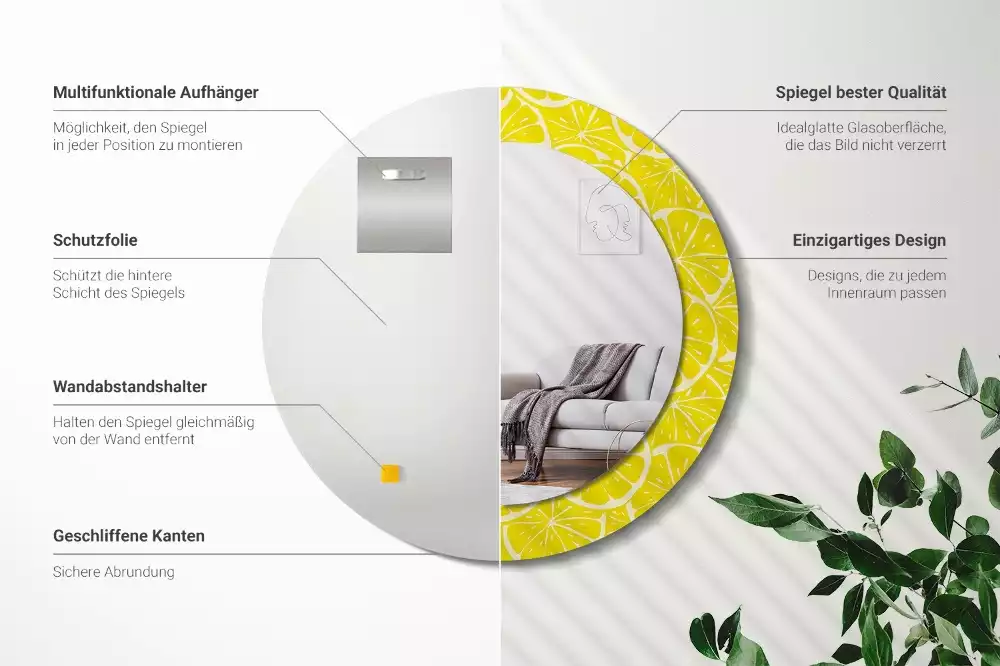 Kulaté dekorativní zrcadlo Citrony