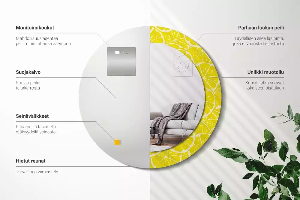 Kulaté dekorativní zrcadlo Citrony