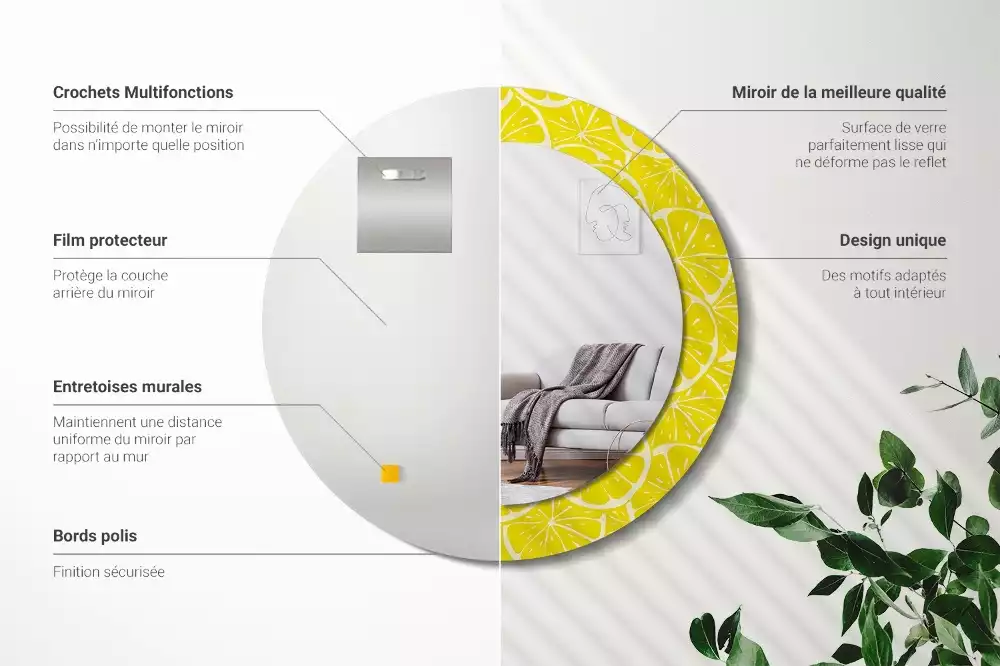 Kulaté dekorativní zrcadlo Citrony