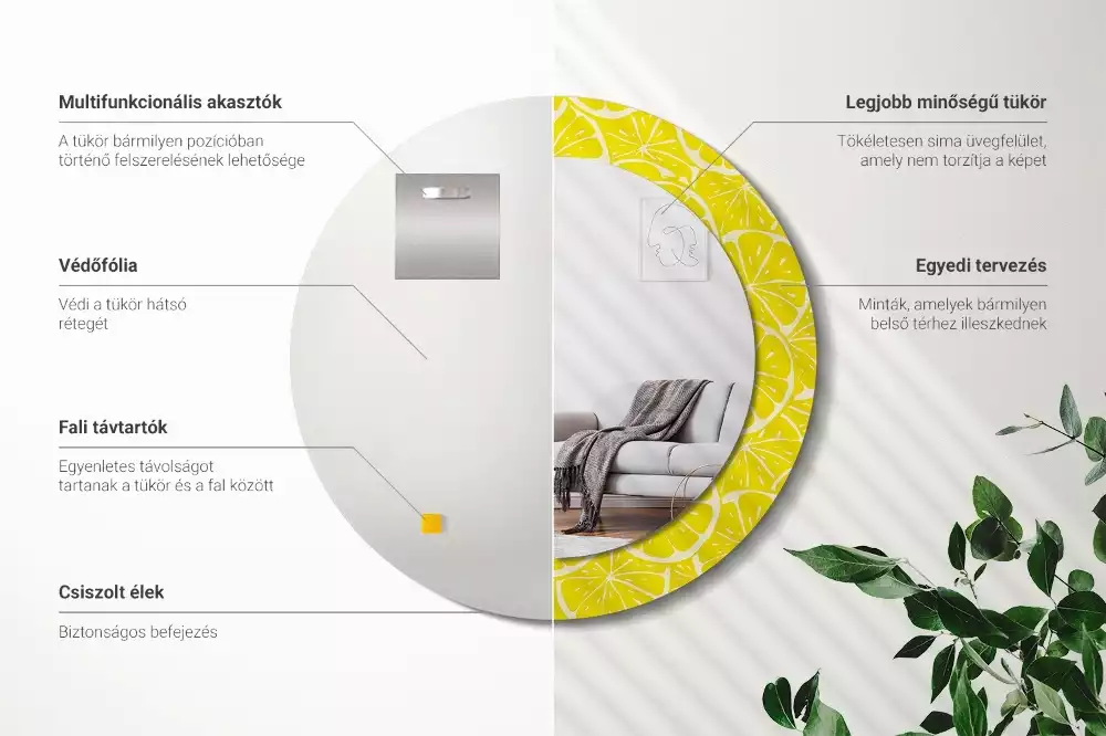 Kulaté dekorativní zrcadlo Citrony