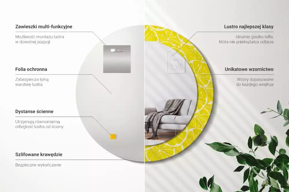 Kulaté dekorativní zrcadlo Citrony