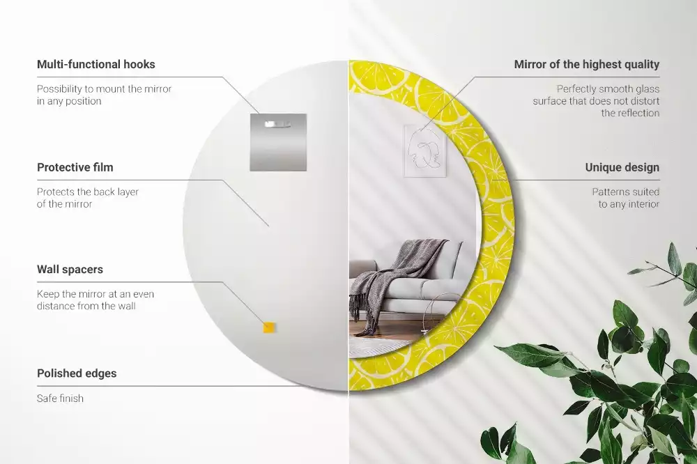 Kulaté dekorativní zrcadlo Citrony