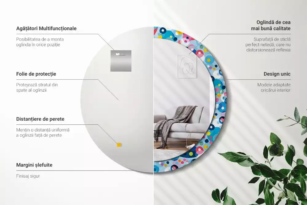 Kulaté dekorativní zrcadlo Barevná kola