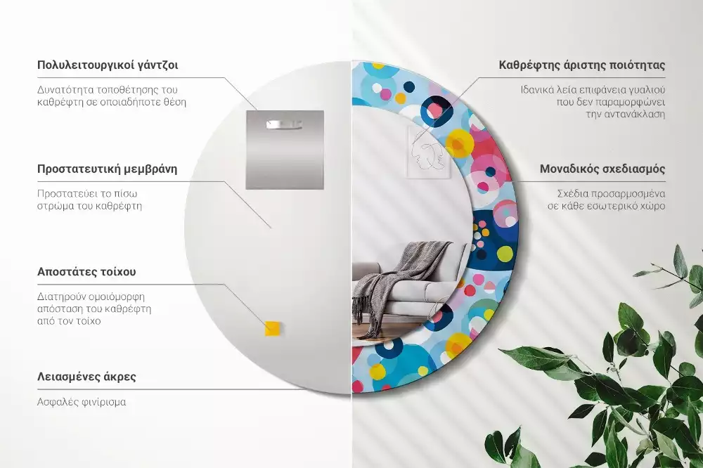 Kulaté dekorativní zrcadlo Barevná kola