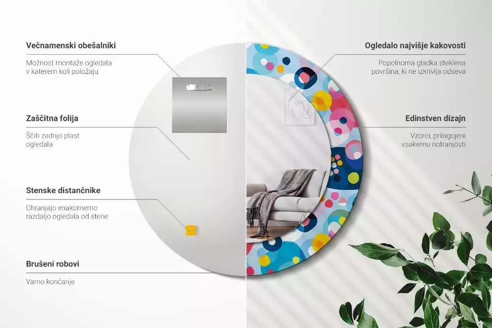 Kulaté dekorativní zrcadlo Barevná kola