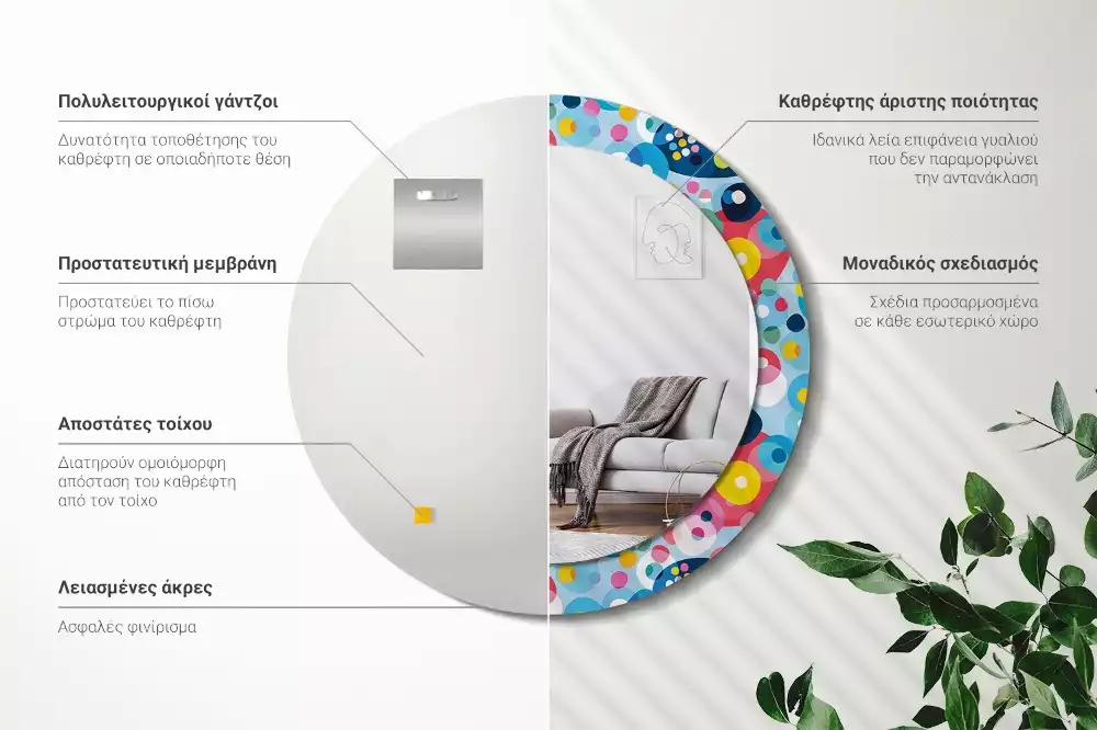 Kulaté dekorativní zrcadlo Barevná kola