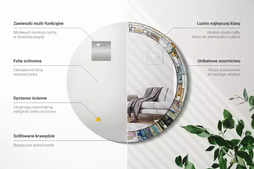 Kulaté dekorativní zrcadlo Vitráže