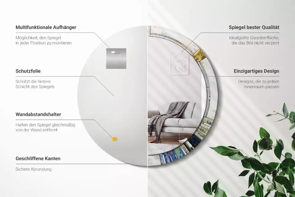 Kulaté dekorativní zrcadlo Vitráže