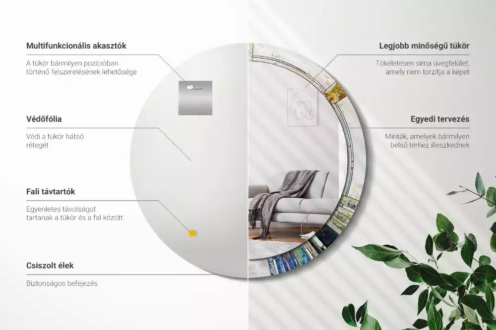 Kulaté dekorativní zrcadlo Vitráže