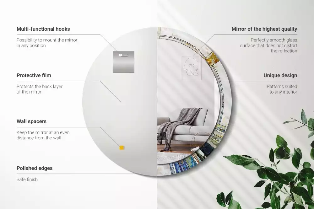 Kulaté dekorativní zrcadlo Vitráže