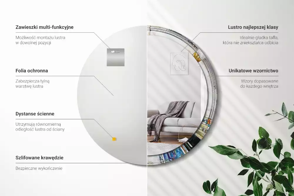 Kulaté dekorativní zrcadlo Vitráže