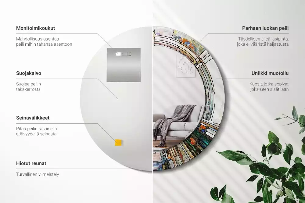 Kulaté dekorativní zrcadlo Vitráže