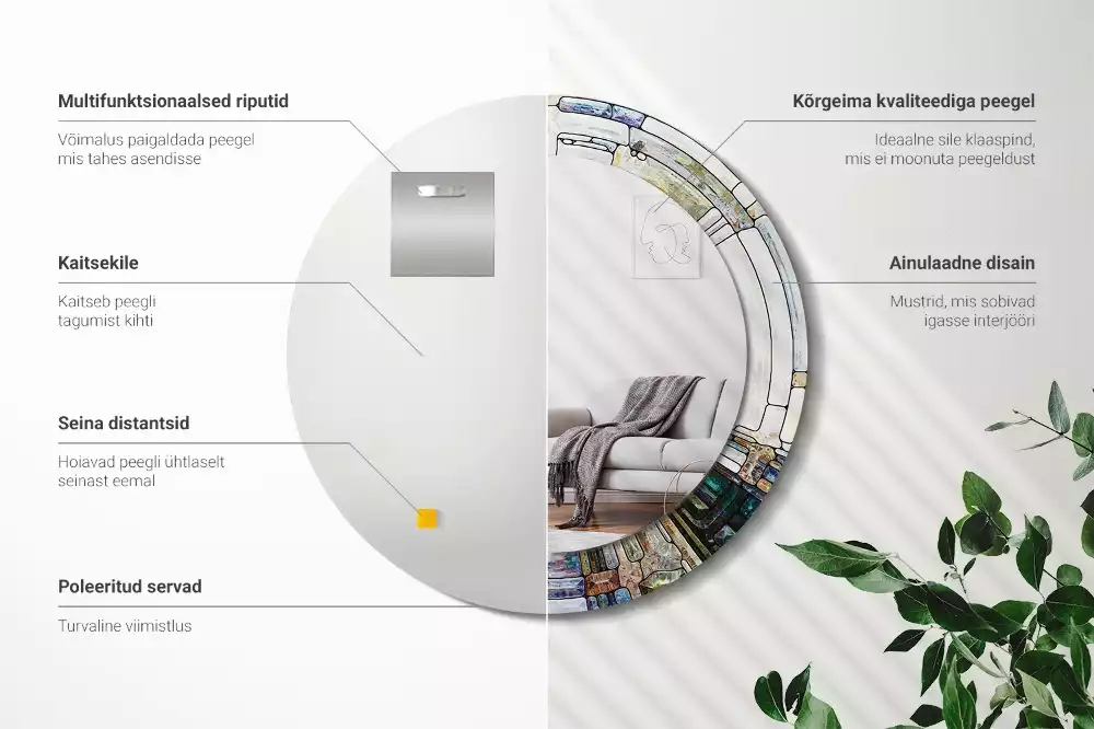 Kulaté dekorativní zrcadlo Vitráže