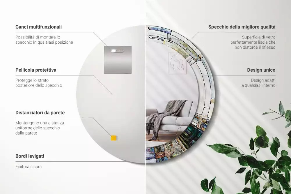 Kulaté dekorativní zrcadlo Vitráže