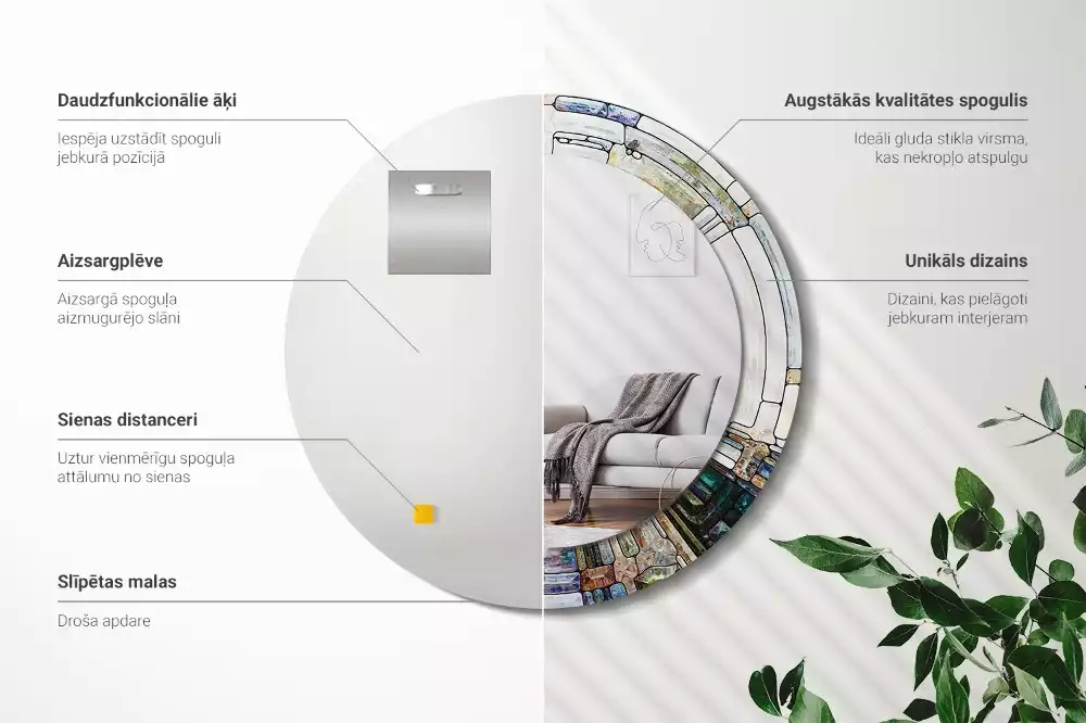 Kulaté dekorativní zrcadlo Vitráže