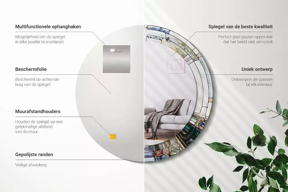 Kulaté dekorativní zrcadlo Vitráže