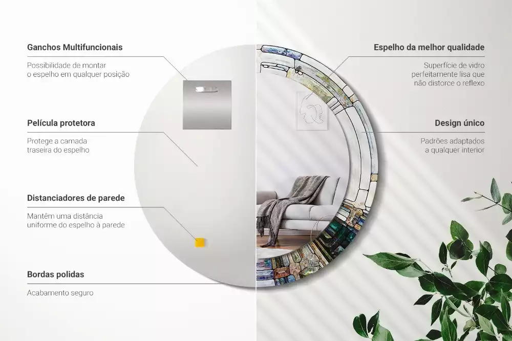 Kulaté dekorativní zrcadlo Vitráže