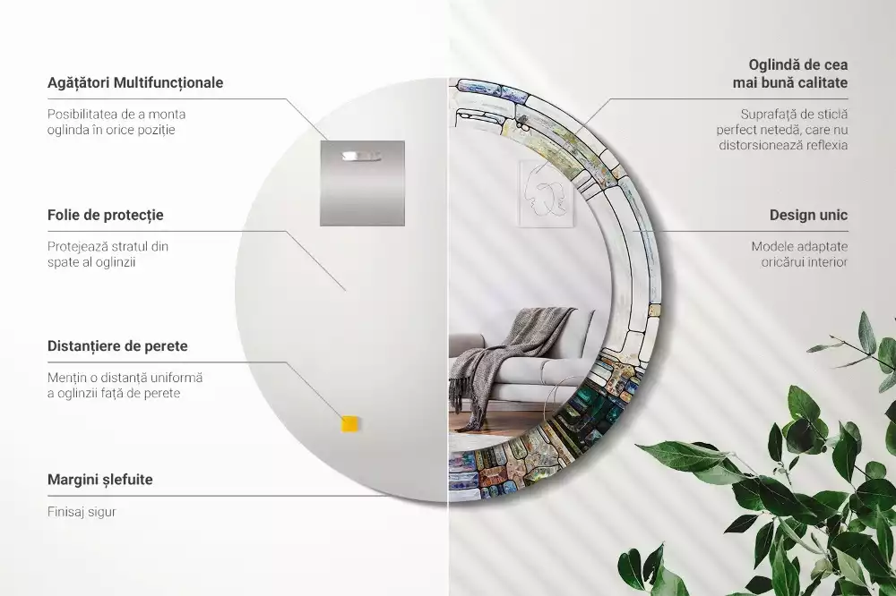 Kulaté dekorativní zrcadlo Vitráže