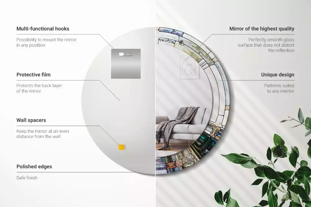 Kulaté dekorativní zrcadlo Vitráže