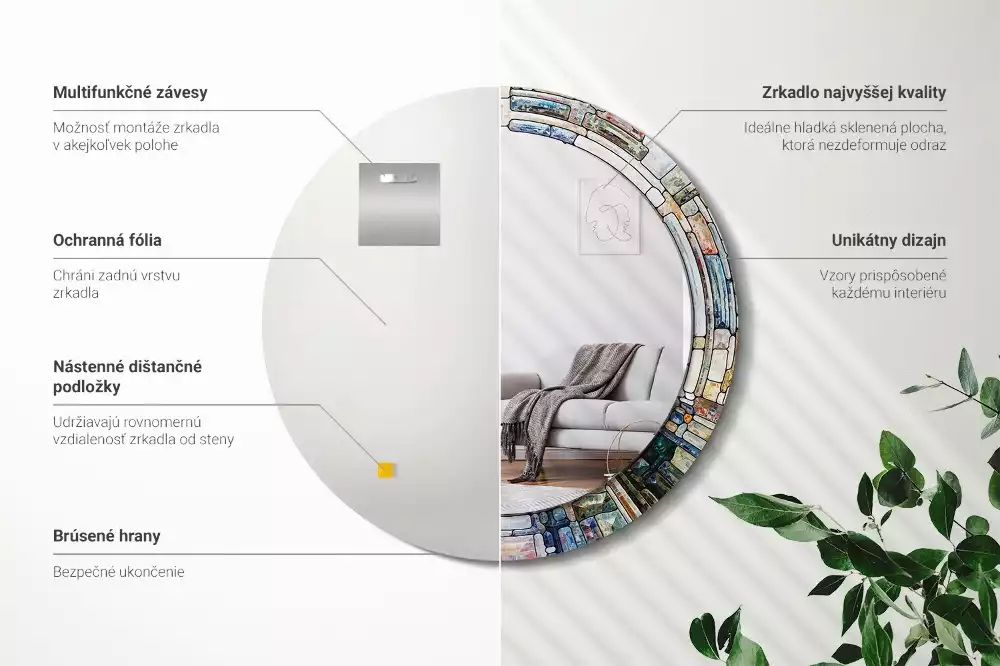 Kulaté dekorativní zrcadlo Vitráže