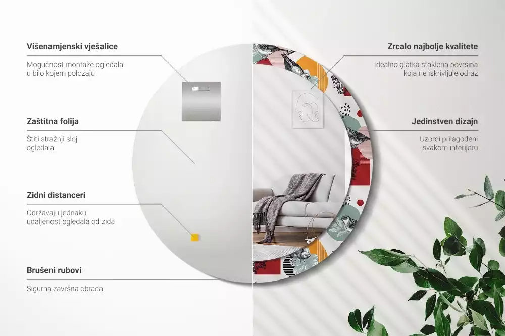 Kulaté dekorativní zrcadlo Vintage záplaty