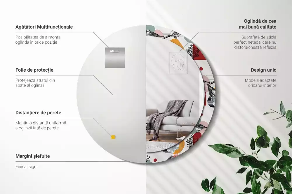 Kulaté dekorativní zrcadlo Vintage záplaty