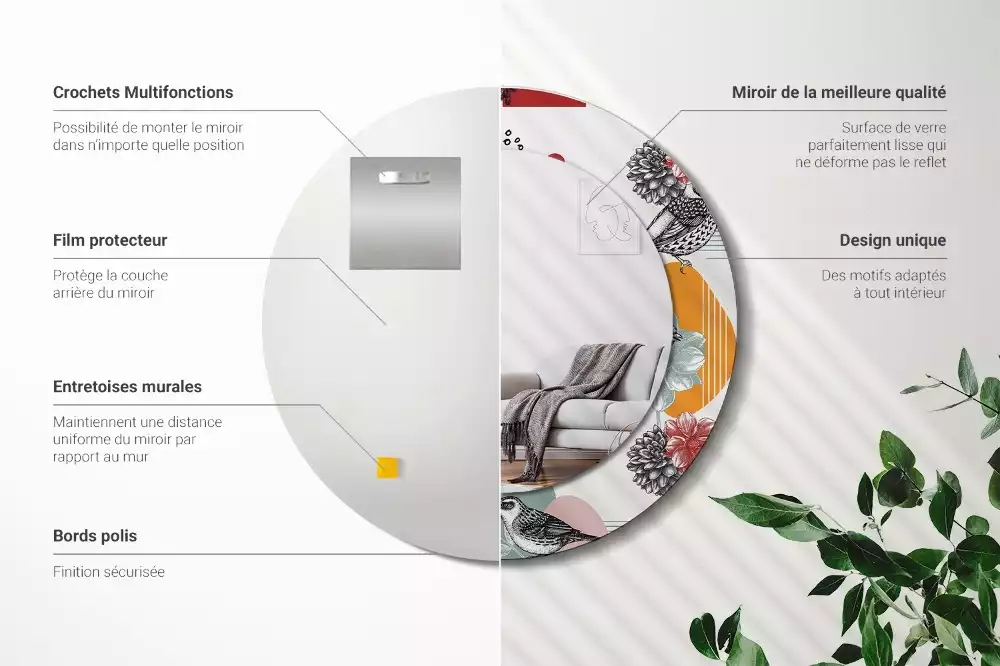 Kulaté dekorativní zrcadlo Vintage záplaty