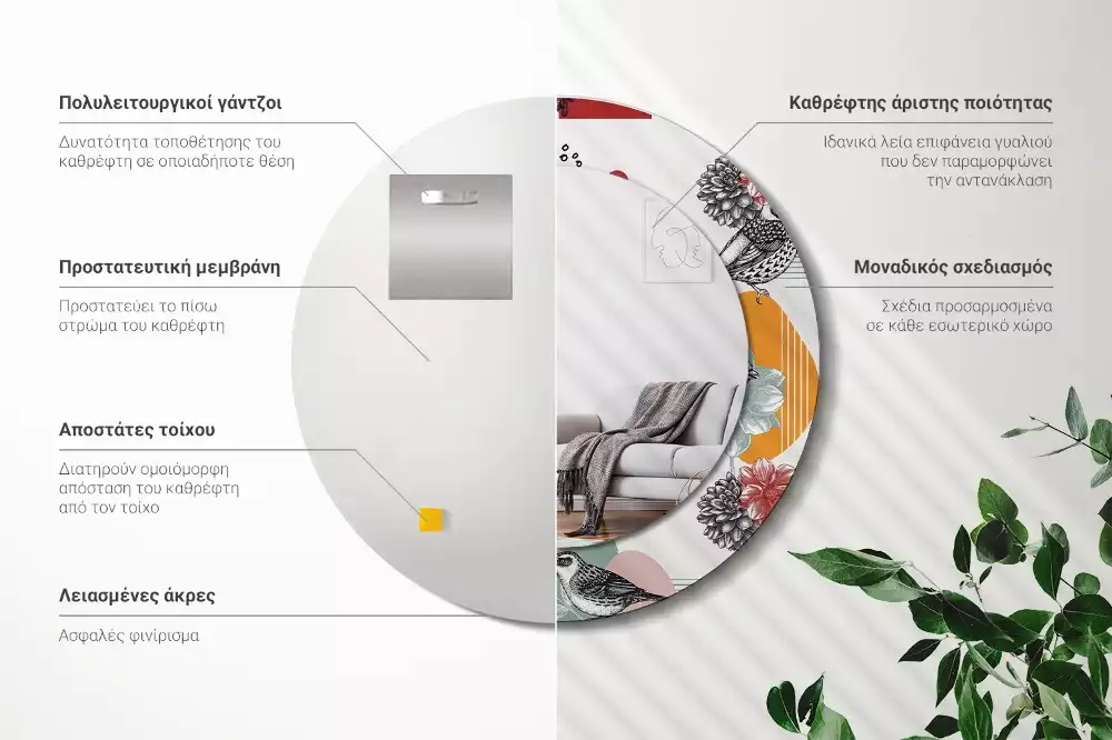 Kulaté dekorativní zrcadlo Vintage záplaty