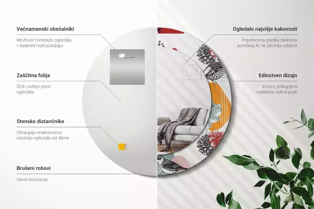 Kulaté dekorativní zrcadlo Vintage záplaty
