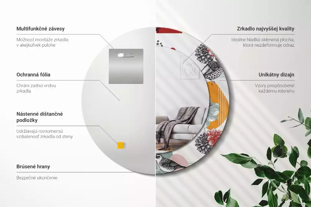 Kulaté dekorativní zrcadlo Vintage záplaty