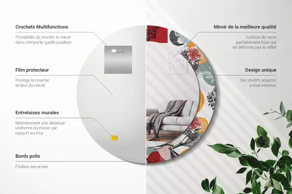 Kulaté dekorativní zrcadlo Vintage záplaty