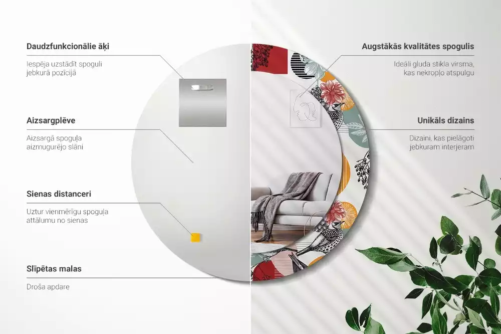 Kulaté dekorativní zrcadlo Vintage záplaty