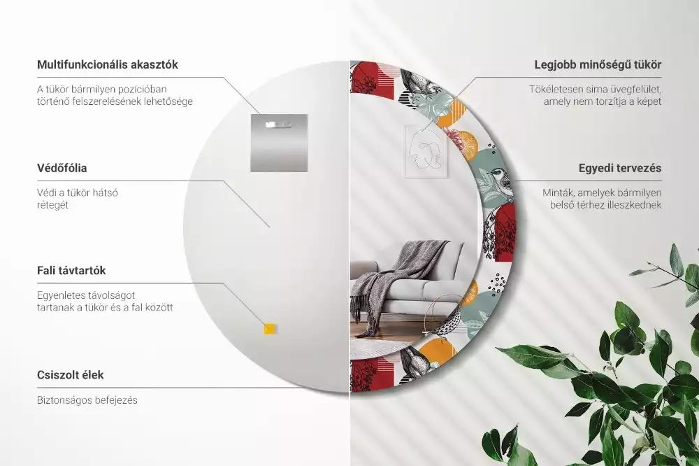 Kulaté dekorativní zrcadlo Vintage záplaty