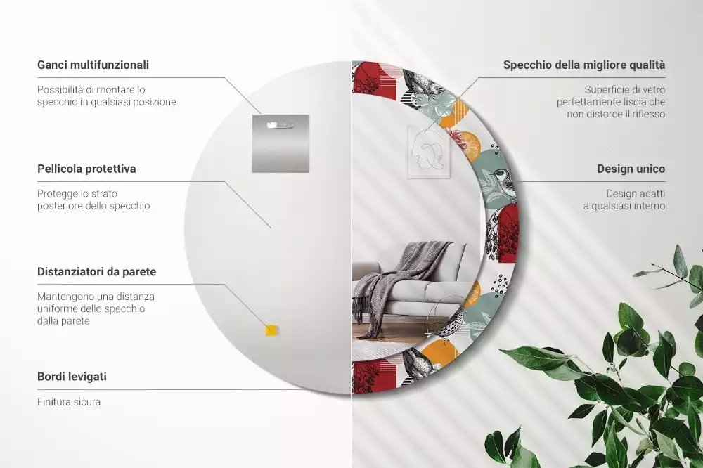 Kulaté dekorativní zrcadlo Vintage záplaty