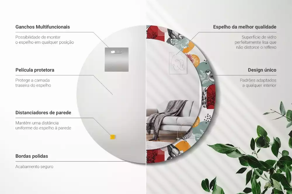 Kulaté dekorativní zrcadlo Vintage záplaty