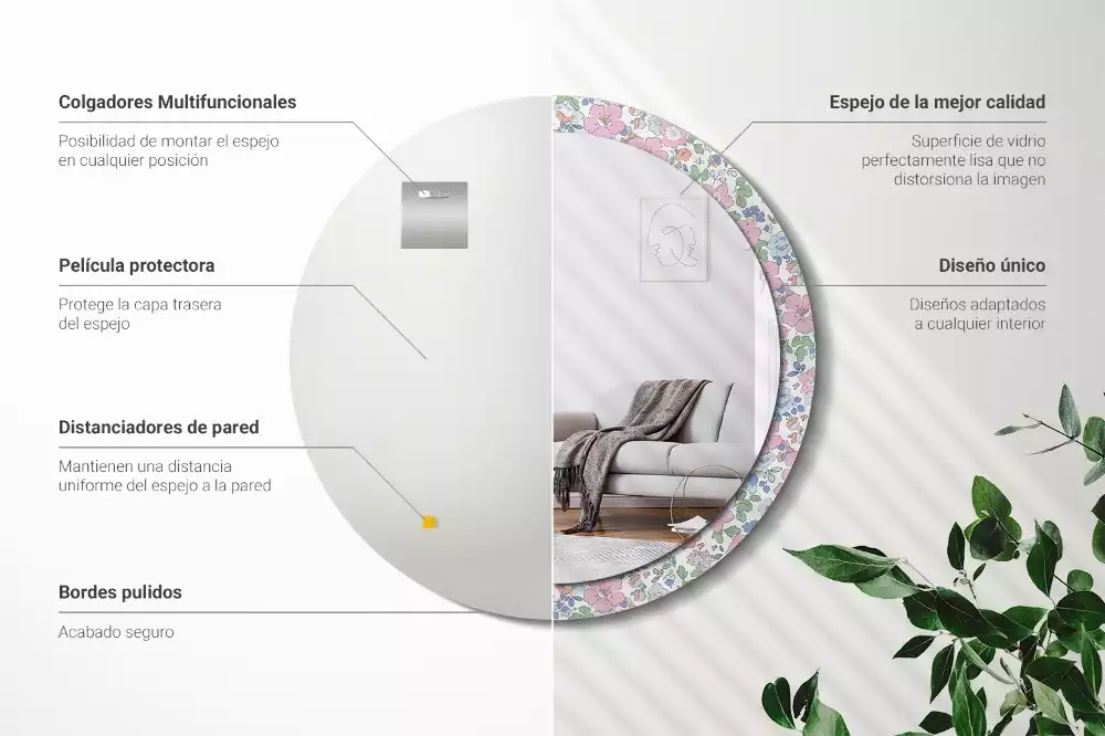 Kulaté dekorativní zrcadlo barevné květy