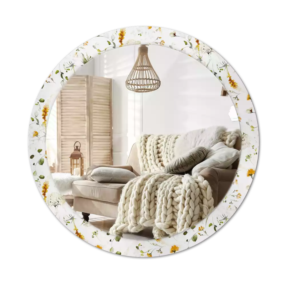 Kulaté dekorativní zrcadlo Divoké květiny