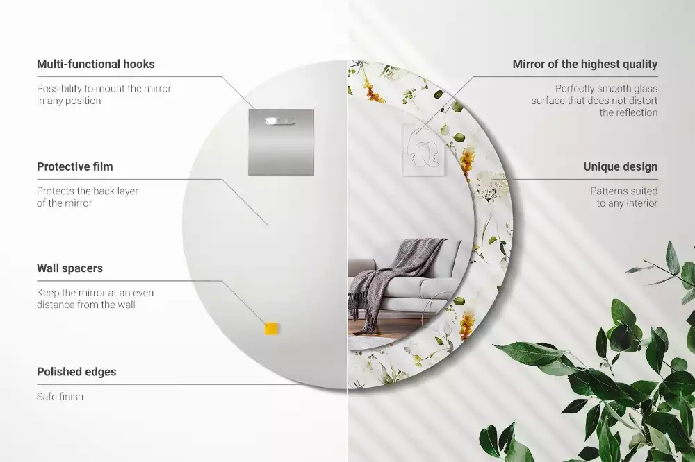 Kulaté dekorativní zrcadlo Divoké květiny