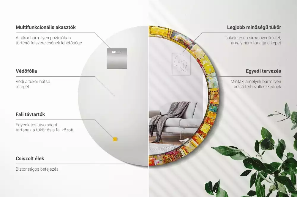 Kulaté dekorativní zrcadlo Barevné vitráže