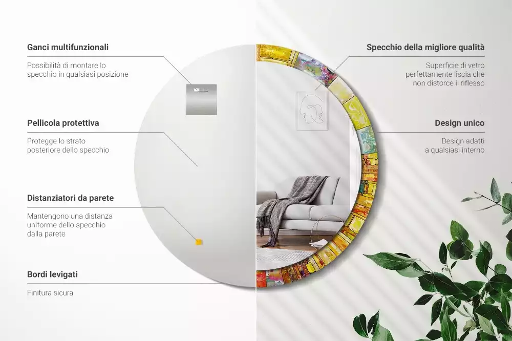 Kulaté dekorativní zrcadlo Barevné vitráže