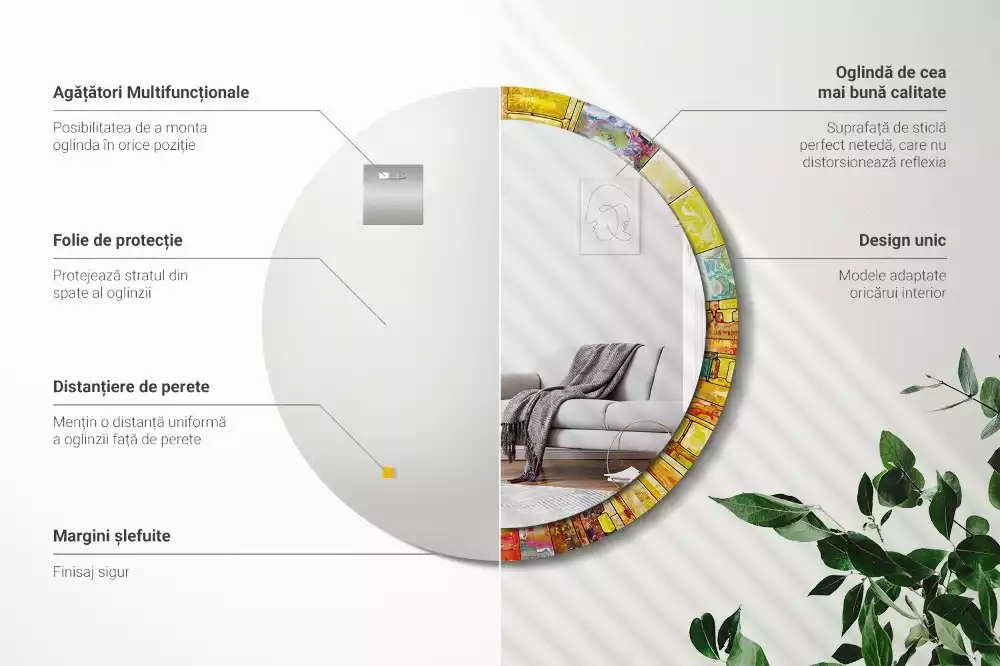 Kulaté dekorativní zrcadlo Barevné vitráže
