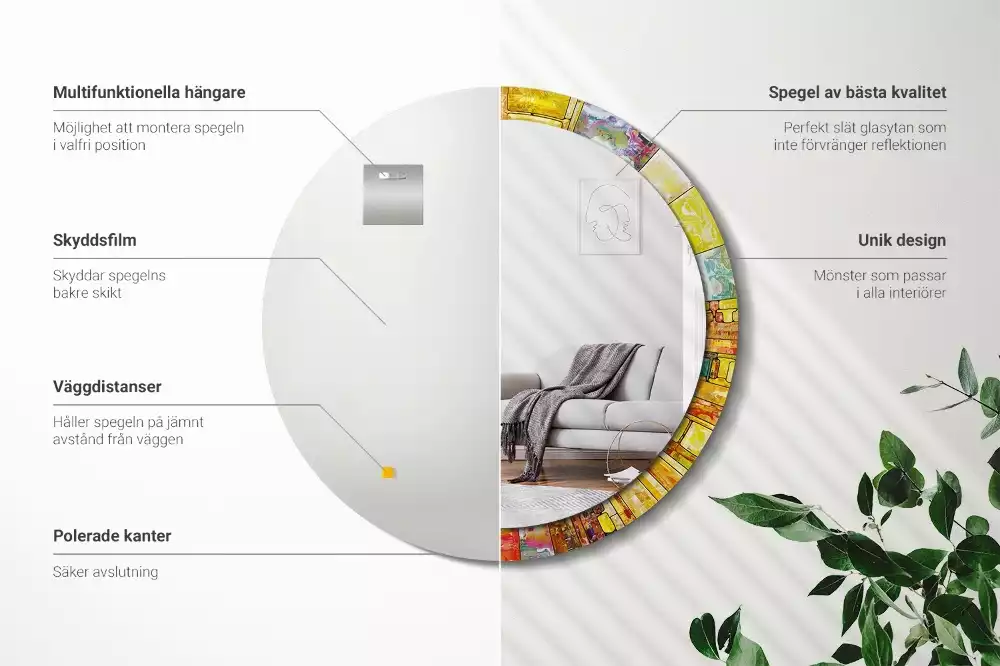 Kulaté dekorativní zrcadlo Barevné vitráže
