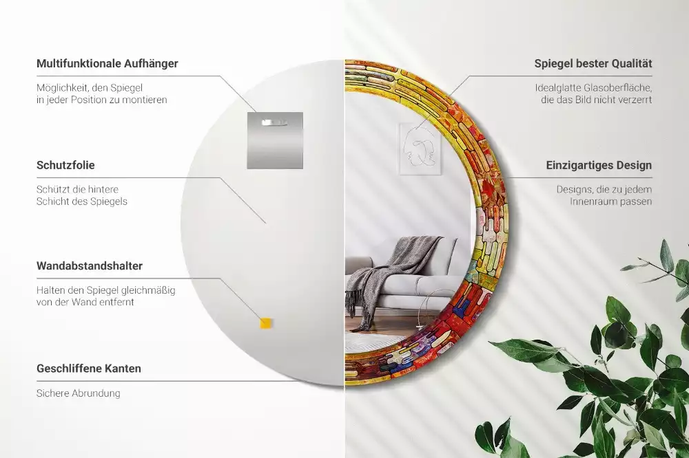 Kulaté dekorativní zrcadlo Barevné vitráže