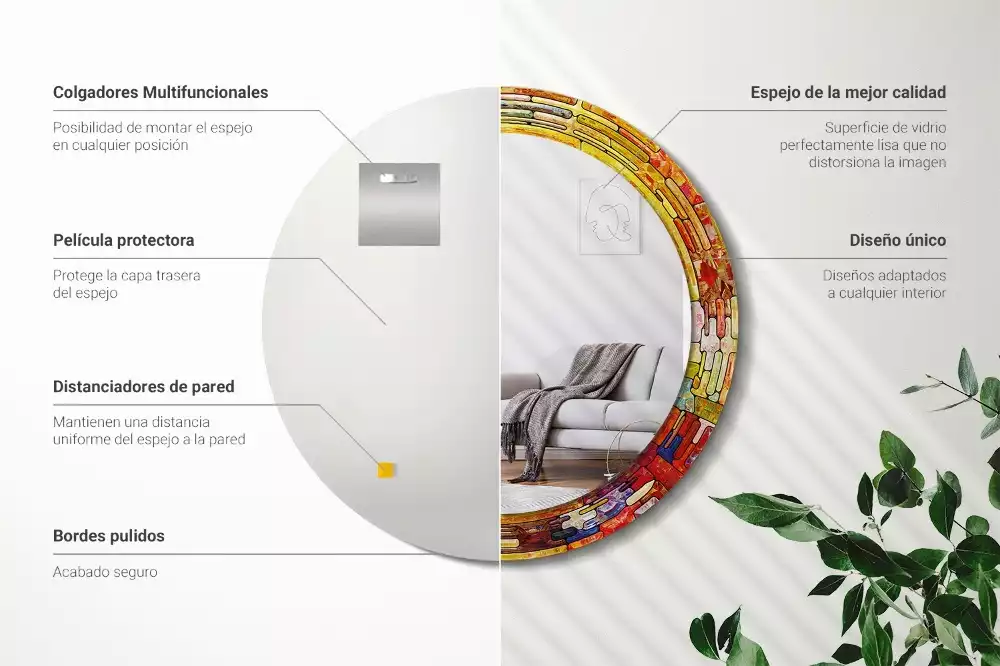 Kulaté dekorativní zrcadlo Barevné vitráže