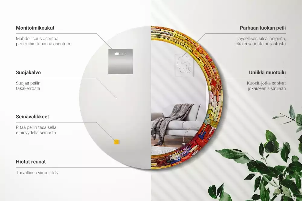 Kulaté dekorativní zrcadlo Barevné vitráže