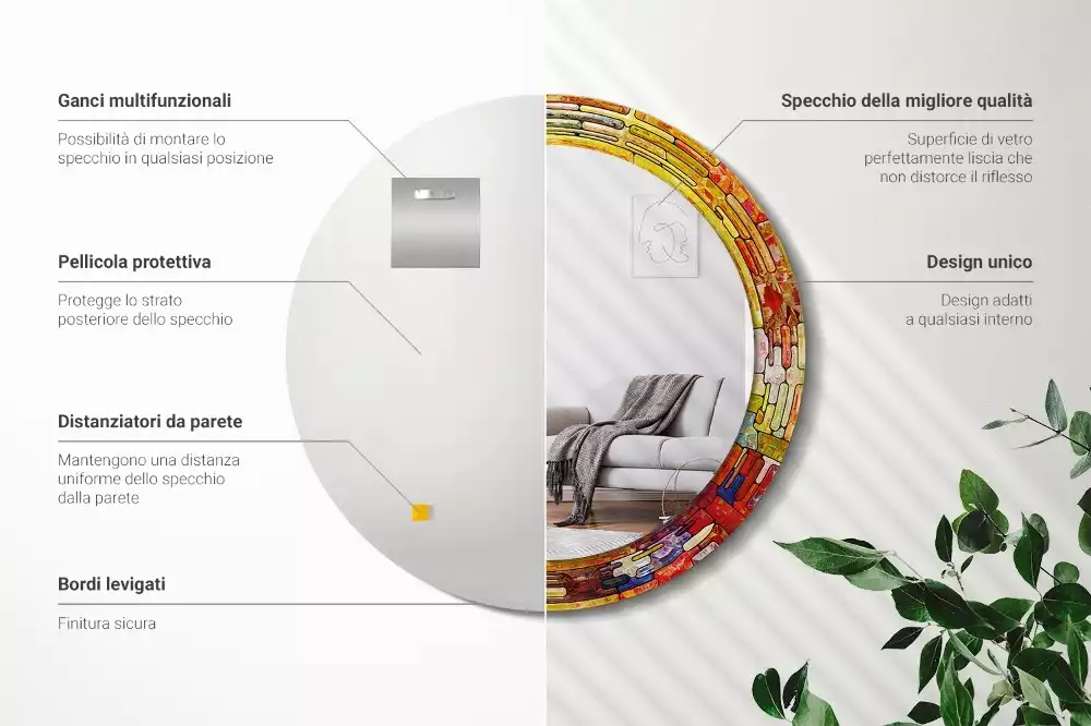 Kulaté dekorativní zrcadlo Barevné vitráže