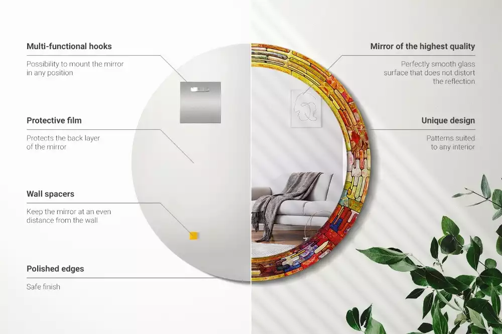 Kulaté dekorativní zrcadlo Barevné vitráže