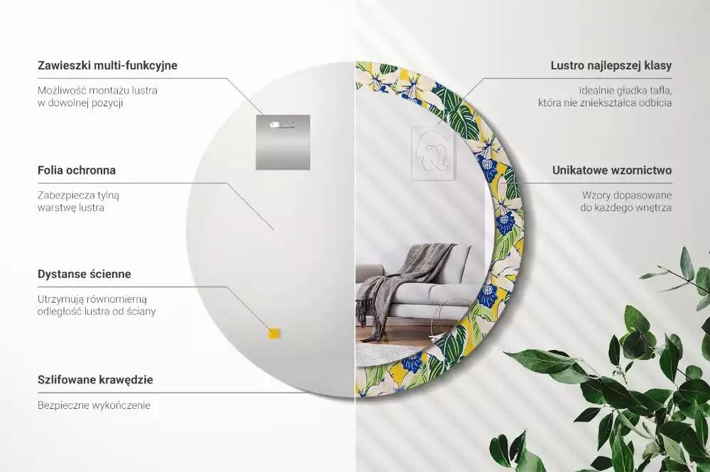 Kulaté dekorativní zrcadlo Orchideje