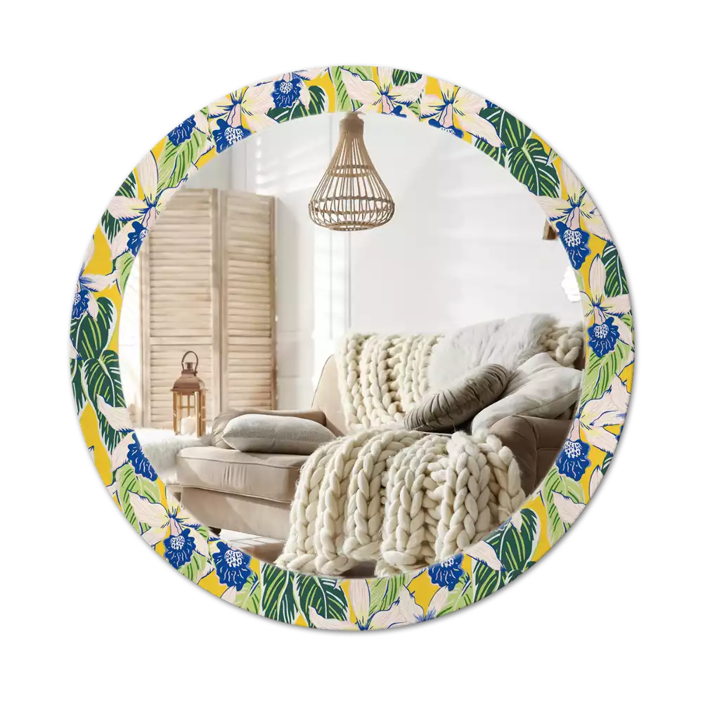 Kulaté dekorativní zrcadlo Orchideje